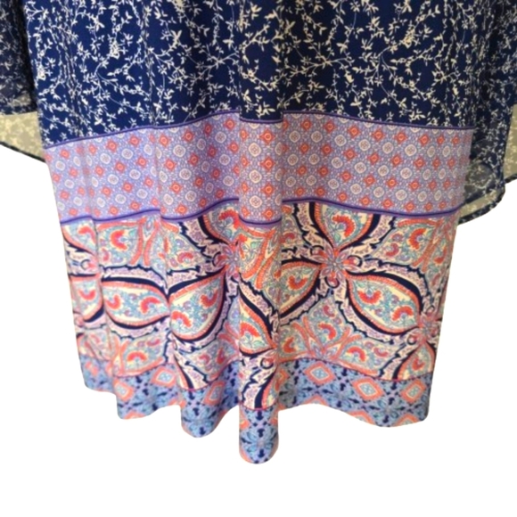 MSK Bell Sleeve Boho Blue Dress XS - Picture 4 of 9